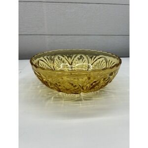 Vintage Anchor Hocking Amber, Honey Gold Star, Medallion Serving Bowl‎ 8"